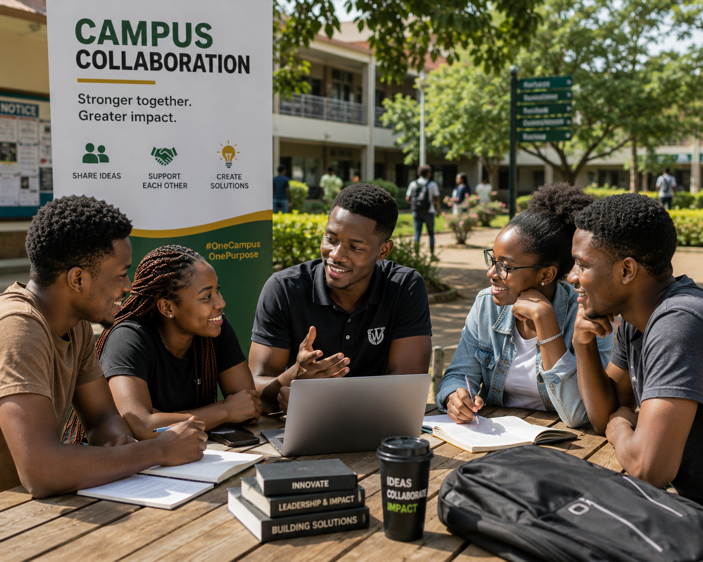 Ghanaian university students studying together