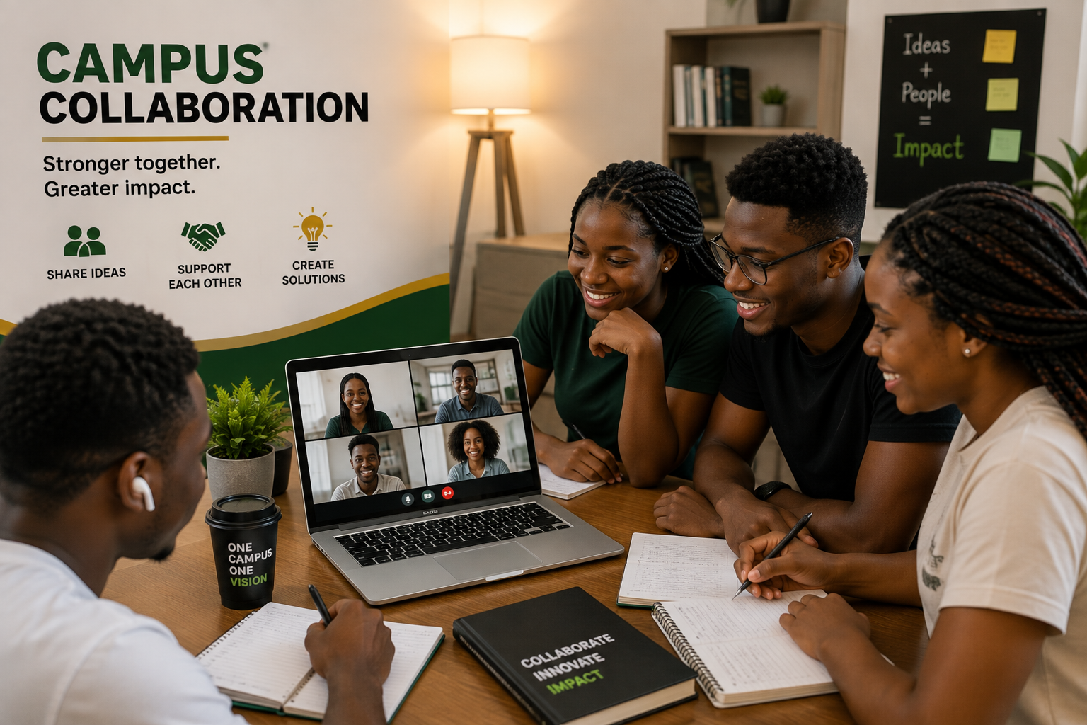 Ghanaian students working together on a project